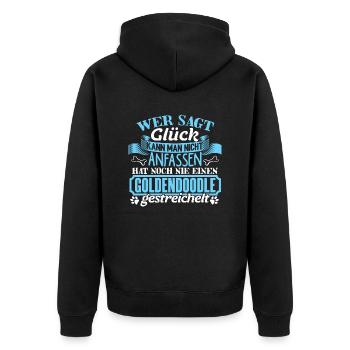 GOLDENDOODLE - Glück zum anfassen - Unisex Premium Bio Zip Hoodie - Schwarz - Hinten - Nico (187cm)