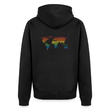 Pride World - Unisex Premium Bio Zip Hoodie - Schwarz - Hinten - Nico (187cm)
