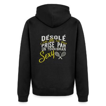 tennismen sexy t-shirt cadeau - Veste à capuche bio Premium Unisexe - noir - Dos - Nico (187cm)
