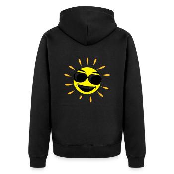 sunshine_cool - Unisex Premium Bio Zip Hoodie - Schwarz - Hinten - Nico (187cm)