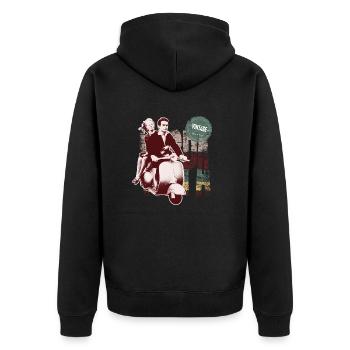 Vintage - Bellavita 04 - Unisex Premium Bio Zip Hoodie - Schwarz - Hinten - Nico (187cm)