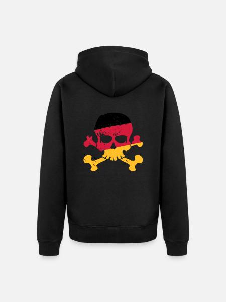 Tysk flag skull - Tyskland - Berlin - fodbold - Premium økologisk unisex-hættejakke - sort