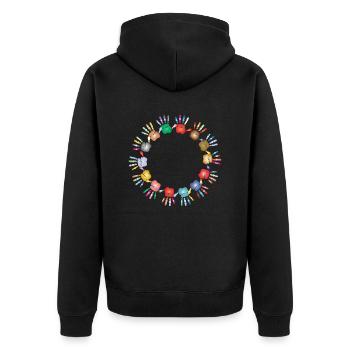 Hände - Unisex Premium Bio Zip Hoodie - Schwarz - Hinten - Nico (187cm)