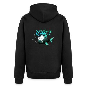What? - Unisex Premium Organic Zip Hoodie - black - Back - Nico (187cm)
