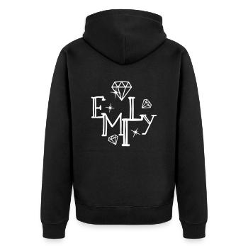 Nom Emily Prénom Nom Nom - Veste à capuche bio Premium Unisexe - noir - Dos - Nico (187cm)