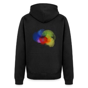 Farbklecks - Unisex Premium Bio Zip Hoodie - Schwarz - Hinten - Nico (187cm)