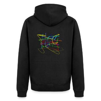 Buntes zum Quadrat - Unisex Premium Bio Zip Hoodie - Schwarz - Hinten - Nico (187cm)