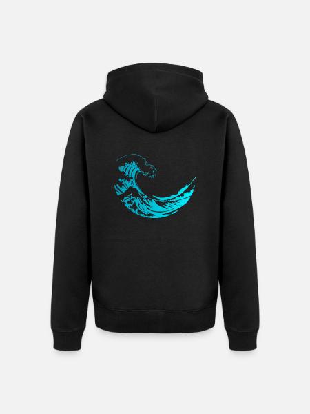 GREAT WAVE OF KANAGAWA - Unisex Premium Organic Zip Hoodie - black