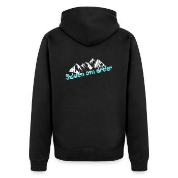 Sulden on the Ortler - Unisex Premium Organic Zip Hoodie - black - Back - Nico (187cm)