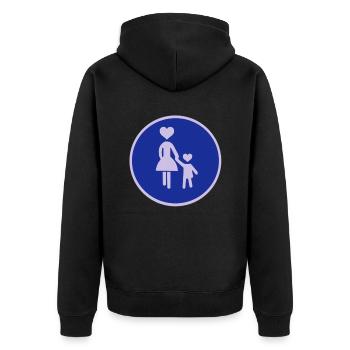Trafic signe piétonne femme avec enfant 2C. - Veste à capuche bio Premium Unisexe - noir - Dos - Nico (187cm)