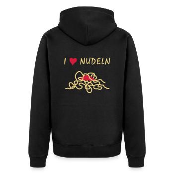 I Love Nudeln - V2 - Veste à capuche bio Premium Unisexe - noir - Dos - Nico (187cm)