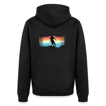 Fussball - Unisex Premium Bio Zip Hoodie - Schwarz - Hinten - Nico (187cm)