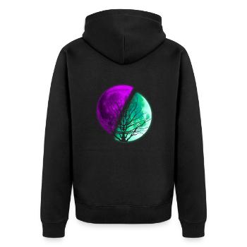 Moon - Unisex Premium Organic Zip Hoodie - black - Back - Nico (187cm)