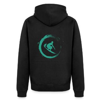 Surfer - Unisex Premium Bio Zip Hoodie - Schwarz - Hinten - Nico (187cm)
