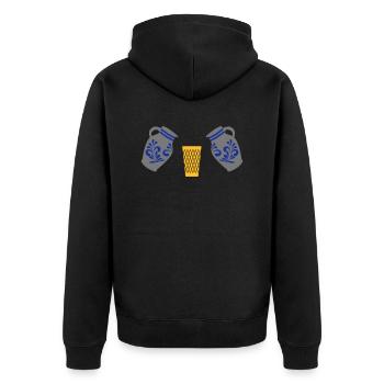 Geripptes mit Bembel - Unisex Premium Bio Zip Hoodie - Schwarz - Hinten - Nico (187cm)