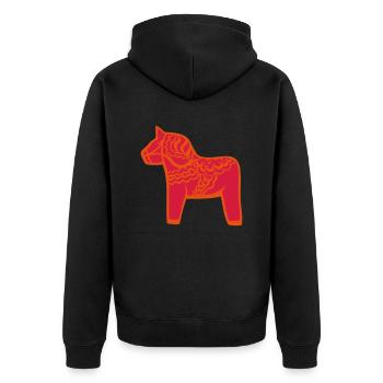 Cheval de Dalécarlie dalécarlien Dalahast Suède - Veste à capuche bio Premium Unisexe - noir - Dos - Nico (187cm)