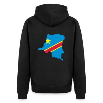 Kongo Map - Unisex Premium Bio Zip Hoodie - Schwarz - Hinten - Nico (187cm)