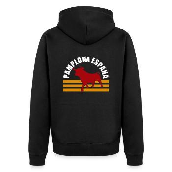 pamplona espana - Unisex Premium Organic Zip Hoodie - black - Back - Nico (187cm)