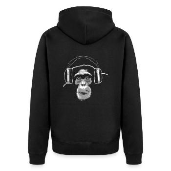Schimpanse - Chimpanzee - Music - Unisex Premium Bio Zip Hoodie - Schwarz - Hinten - Nico (187cm)