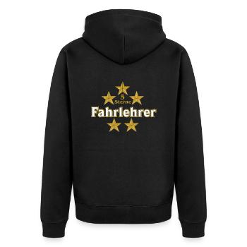 Vom Grafik Designer--5 Sterne Fahrlehrer - Unisex Premium Bio Zip Hoodie - Schwarz - Hinten - Nico (187cm)