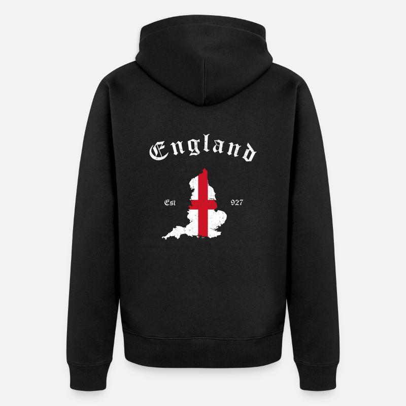 England Map - Veste à capuche bio Premium Unisexe - noir