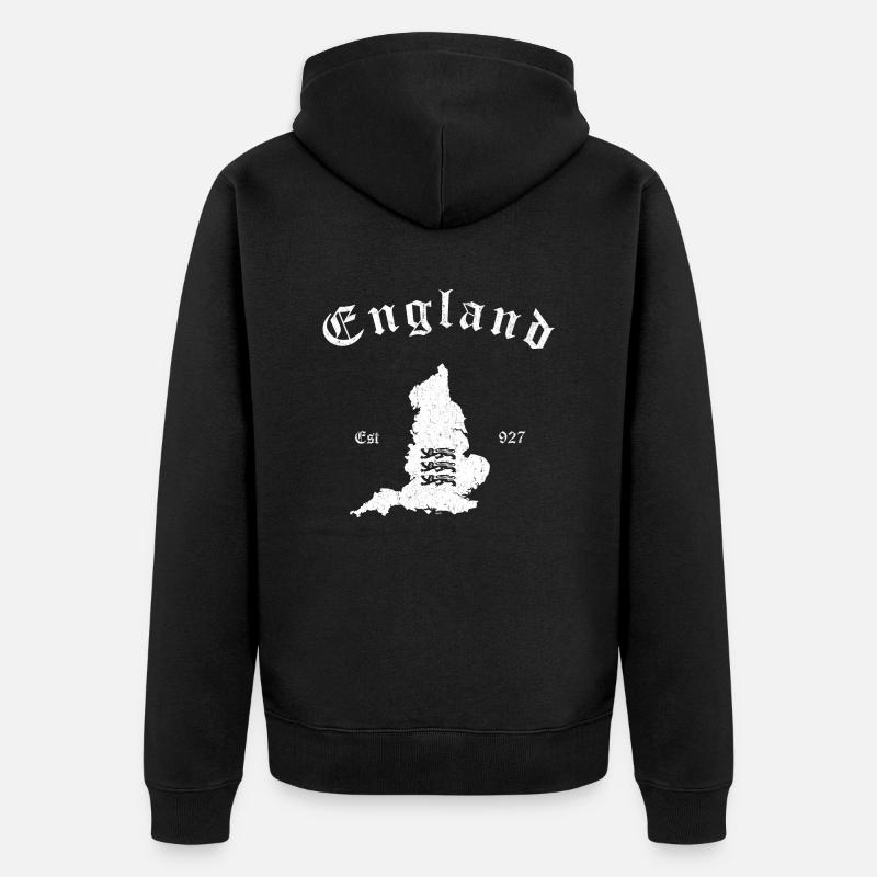 England Map - Veste à capuche bio Premium Unisexe - noir