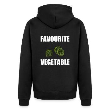 Lieblingsgemüse Hopfen Alkohol Bier lustig - Unisex Premium Bio Zip Hoodie - Schwarz - Hinten - Nico (187cm)
