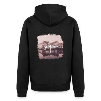 Belgium - Unisex Premium Bio Zip Hoodie - Schwarz - Hinten - Nico (187cm)