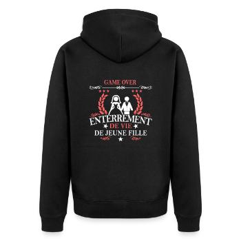 game over enterrement de vie de jeune fille - Unisex Premium Organic Zip Hoodie - black - Back - Nico (187cm)