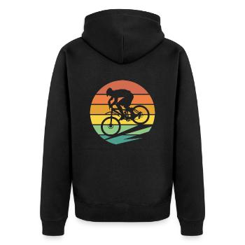 Mountainbike Biker MTB - Unisex Premium Bio Zip Hoodie - Schwarz - Hinten - Nico (187cm)