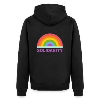 Rainbow solidarity - Unisex Premium Organic Zip Hoodie - black - Back - Nico (187cm)