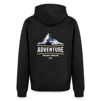 T-shirt Valais Wallis 1815, Matterhorn, Matterhorn - Unisex Premium Organic Zip Hoodie - black - Back - Nico (187cm)