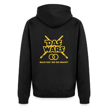 Daswarssiehatdiemacht - Unisex Premium Bio Zip Hoodie - Schwarz - Hinten - Nico (187cm)