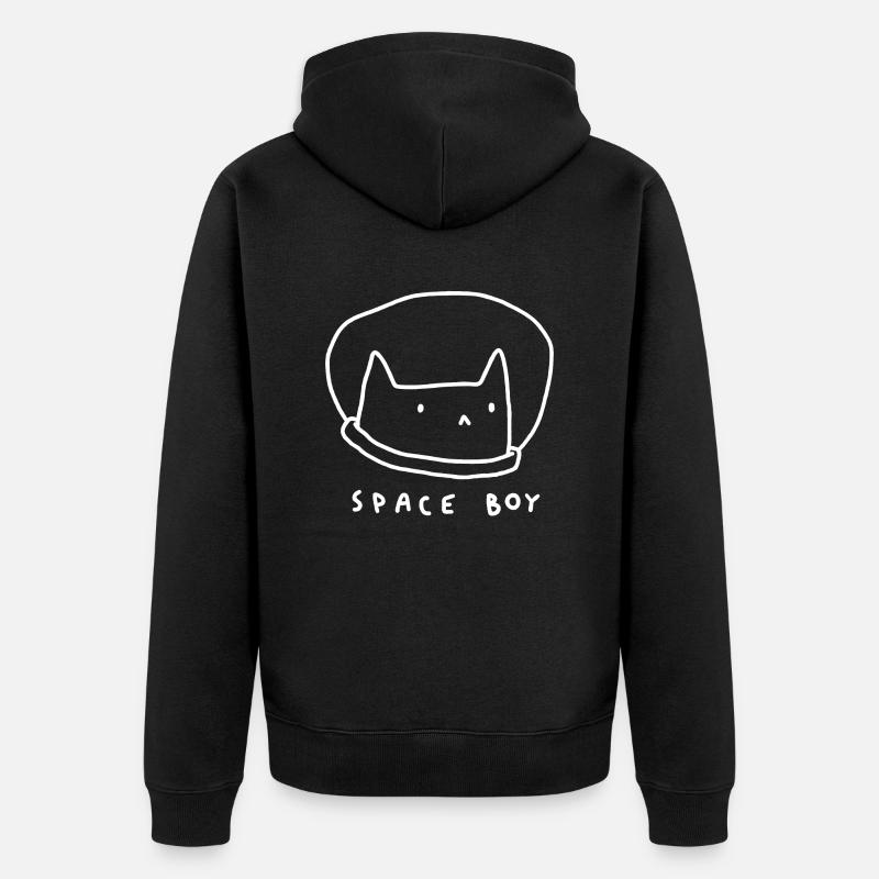 Chat Space Boy - Veste à capuche bio Premium Unisexe - noir
