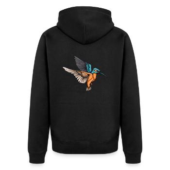 Eisvogel - Unisex Premium Bio Zip Hoodie - Schwarz - Hinten - Nico (187cm)