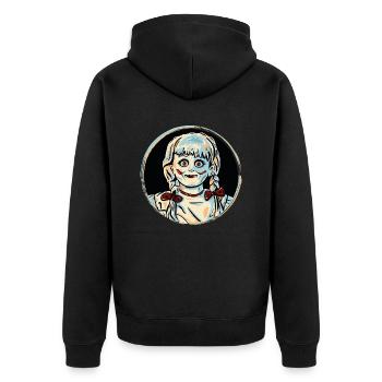 Annabelle Halloween Puppe - Unisex Premium Bio Zip Hoodie - Schwarz - Hinten - Nico (187cm)