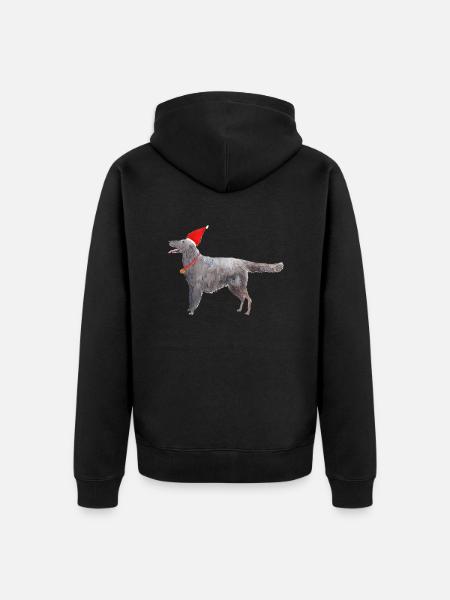 flatcoated retriever christmas - Unisex Premium Organic Zip Hoodie - black