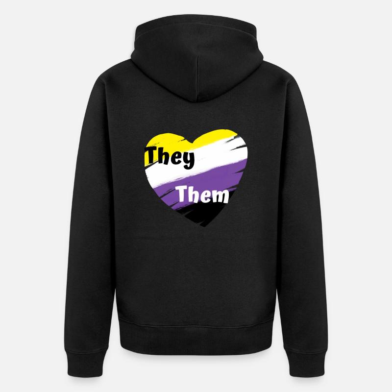 Non binary They Them - Veste à capuche bio Premium Unisexe - noir