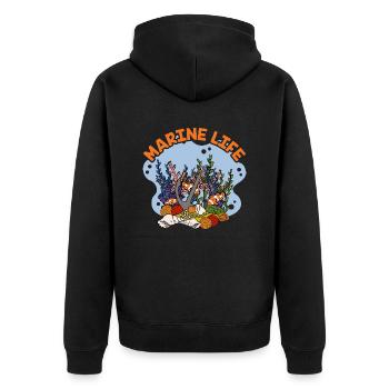 Marine Life by The Manzanita´s - Unisex Premium Bio Zip Hoodie - Schwarz - Hinten - Nico (187cm)