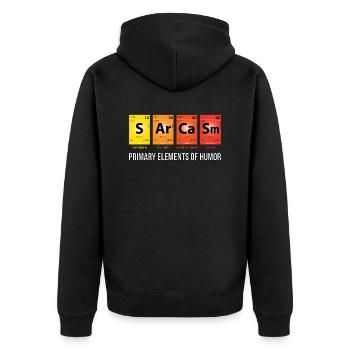 Mendeleevs SArCaSm - Primäre Elemente des Humors - Unisex Premium Bio Zip Hoodie - Schwarz - Hinten - Nico (187cm)