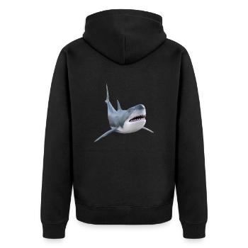 White shark, shark - Unisex Premium Organic Zip Hoodie - black - Back - Nico (187cm)