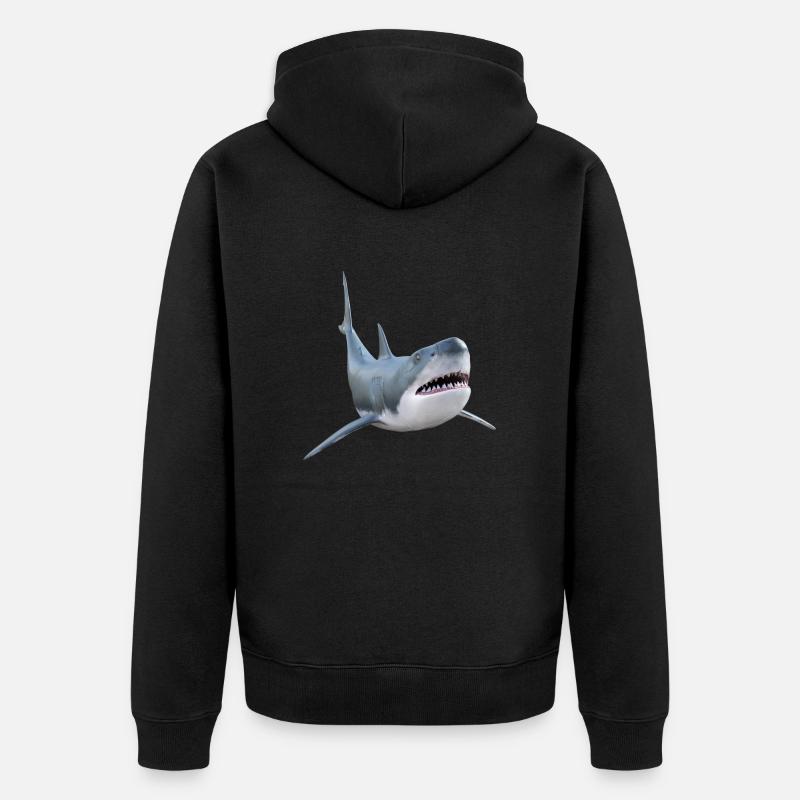 Requin blanc, requin - Veste à capuche bio Premium Unisexe - noir