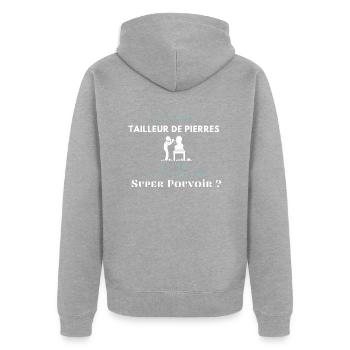 Tailleur de pierre - Veste à capuche bio Premium Unisexe - gris chiné - Dos - Nico (187cm)