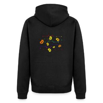 Couleur Bitcoin - Veste à capuche bio Premium Unisexe - noir - Dos - Nico (187cm)