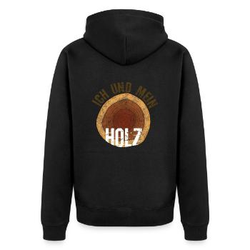 Ich und mein Holz - Unisex Premium Bio Zip Hoodie - Schwarz - Hinten - Nico (187cm)