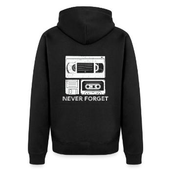 90er Jahre Neunziger Mottoparty Retro - Unisex Premium Bio Zip Hoodie - Schwarz - Hinten - Nico (187cm)