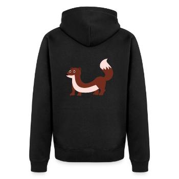 Wiesel - Unisex Premium Bio Zip Hoodie - Schwarz - Hinten - Nico (187cm)