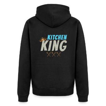 Kitchen King for vintage chefs and home cooks - Unisex Premium Organic Zip Hoodie - black - Back - Nico (187cm)