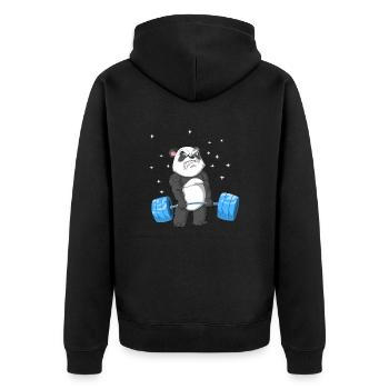 Panda Gewichtheben - Unisex Premium Bio Zip Hoodie - Schwarz - Hinten - Nico (187cm)