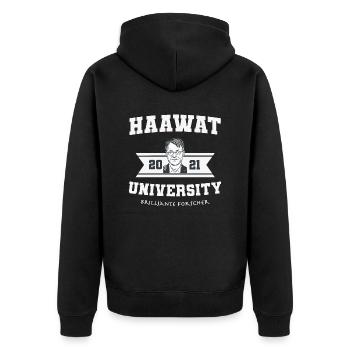 Lauterbach Haawat University - Unisex Premium Bio Zip Hoodie - Schwarz - Hinten - Nico (187cm)